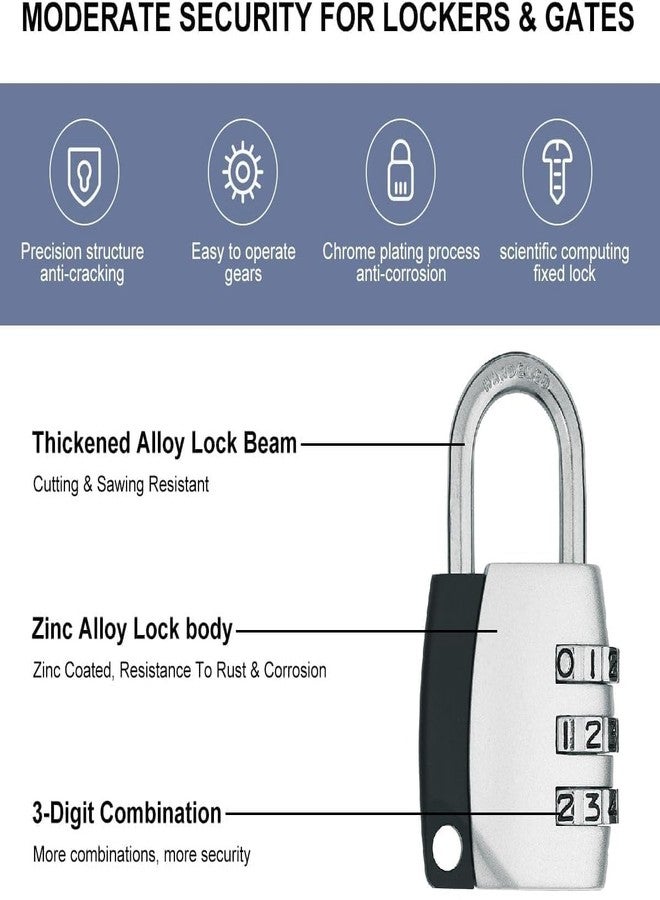 Cyrox 3-Digit Padlock for Travel, Keyless, Resettable Luggage Locks for Backpack, Gym, School & Employee Locker, Weatherproof Travel Padlock (1Pcs) - Image 5